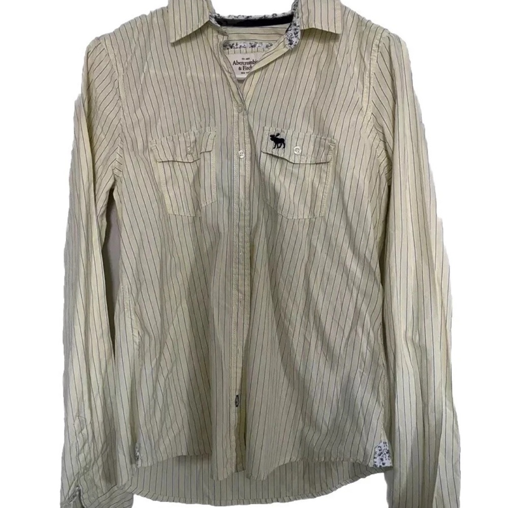 Abercrombie & Fitch womens yellow Striped Shirt